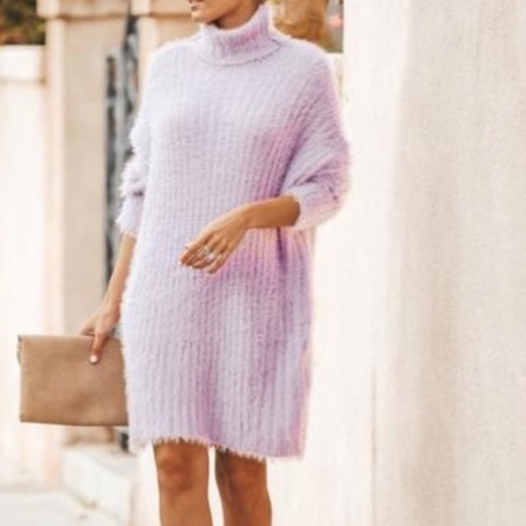 fuzzy turtleneck sweater dress